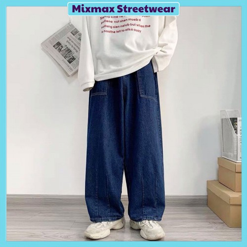 [ORDER+ẢNH THẬT] Quần bò jeans ống rộng chiết gấu oversize xanh đậm Ulzzang hip hop siêu chất ❤️