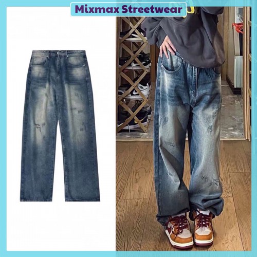 [ORDER+ẢNH THẬT] Quần bò jeans ống rộng màu xanh đậm phối màu đậm nhạt ombre Ulzzang hiphop siêu chất ❤️