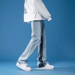 [ORDER+ẢNH THẬT-HÀNG LOẠI 1] Quần bò jeans ống rộng mix màu đậm nhạt thêu chữ Ulzzang hip hop cá tính siêu chất❤️