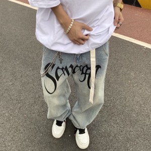 [ORDER+ẢNH THẬT] Quần bò jeans ống rộng in chữ Savage form rộng oversize Ulzzang hiphop siêu chất ❤️