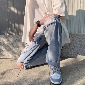 [ORDER] Quần bò jeans ống rộng rách gối màu nhạt Ulzzang oversize siêu chất ❤️