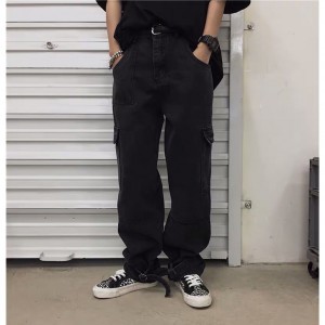 [ORDER+ẢNH THẬT] Quần bò jeans ống rộng màu đen đai điều chỉnh ống Ulzzang hiphop siêu chất ❤️