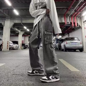 [ORDER+ẢNH THẬT] Quần bò jeans ống rộng túi hộp cạp chun dây rút dáng suông unisex Ulzzang hiphop siêu chất ❤️