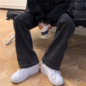 [ORDER-CÓ BIG SIZE] Quần bò jeans ống rộng màu đen chỉ trắng cách điệu Ulzzang hiphop unisex basic siêu đẹp ❤️