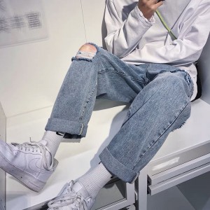 [ORDER] Quần bò jeans ống rộng rách gối tua rua oversize Ulzzang hiphop siêu chất ❤️