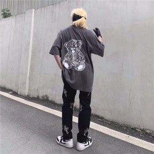 [ORDER] Quần bò jeans ống rộng thêu hoạ tiết thánh giá CH màu đen hiphop siêu chất ❤️