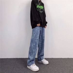 [ORDER-CÓ BIG SIZE] Quần bò jeans ống rộng mài hoạ tiết màu xanh nhạt hiphop siêu chất ❤️