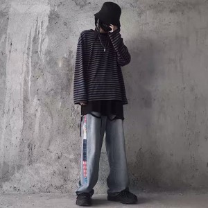 [ORDER] Quần bò jeans ống rộng xanh nhạt cách điệu vải phối dọc sườn Ulzzang unisex siêu chất ❤️