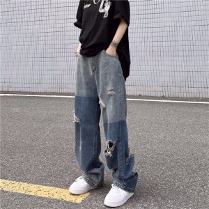 [ORDER+ẢNH THẬT] Quần bò jeans ống rộng phối màu đậm nhạt ombre rách cách điệu Ulzang hiphop unisex cá tính