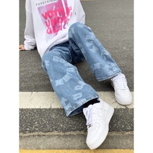 [ORDER+ẢNH THẬT-CÓ BIG SIZE] Quần bò jeans ống rộng in chữ cách điệu Ulzzang unisex hiphop cá tính siêu chất ❤️