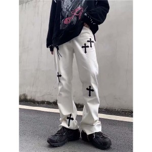 [ORDER] Quần bò jeans ống rộng CH thánh giá màu đen và trắng unisex hip hop Ulzzang siêu chất ❤️