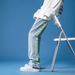 [ORDER+ẢNH THẬT-HÀNG LOẠI 1] Quần bò jeans ống rộng mix màu đậm nhạt thêu chữ Ulzzang hip hop cá tính siêu chất❤️