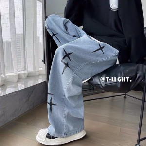 [ORDER-CÓ BIG SIZE+ẢNH THẬT+VIDEO] Quần bò jeans ống rộng chữ thập da cách điệu Ulzzang hiphop siêu chất ❤️