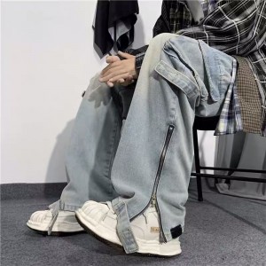 [ORDER+ẢNH THẬT] Quần bò jeans ống rộng túi hộp zipper kéo khoá sườn màu xanh nhạt vintage và đen Ulzzang hiphop