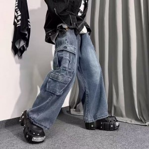 [ORDER+ẢNH THẬT] Quần bò jeans ống rộng túi hộp 4 túi cạp chun dây rút eo và rút ống Ulzzang hiphop siêu chất ❤️