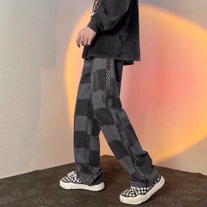 [ORDER] Quần bò jeans ống rộng hoạ tiết mosaic kẻ caro phối màu Ulzzang hiphop siêu chất ❤️