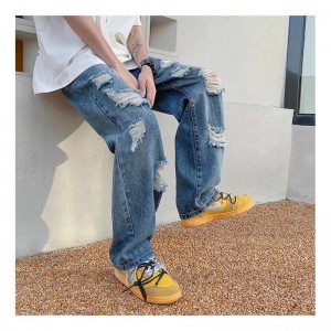 [ORDER+ẢNH THẬT] Quần bò jeans ống rộng rách gối tua rua màu xanh / đen Ulzzang hiphop siêu chất ❤️