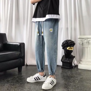 [ORDER-CÓ BIG SIZE] Quần bò jeans jogger ống rộng hoa cúc cạp chun dây rút Ulzzang hiphop siêu chất ❤️