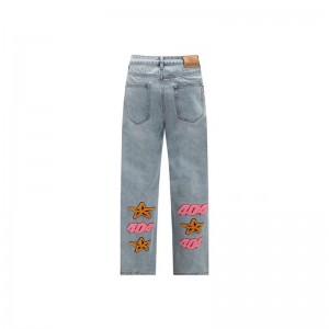 [ORDER+ẢNH THẬT-CÓ BIG SIZE] Quần bò jeans ống rộng chữ lông cừu nổi màu xanh nhạt Ulzzang hiphop Âu Mỹ siêu chất ❤️