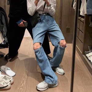 [ORDER+ẢNH THẬT-CÓ BIG SIZE] Quần bò jeans ống rộng suông rách gối tua rua Ulzzang ombre màu xanh hiphop siêu chất ❤️