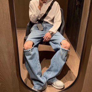 [ORDER+ẢNH THẬT-CÓ BIG SIZE] Quần bò jeans ống rộng suông rách gối tua rua Ulzzang ombre màu xanh hiphop siêu chất ❤️