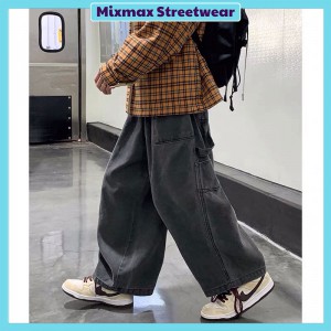 [ORDER+ẢNH THẬT-CÓ BIG SIZE] Quần bò jeans ống rộng túi cách điệu cạp chun Ulzzang oversize form rộng hiphop siêu chất