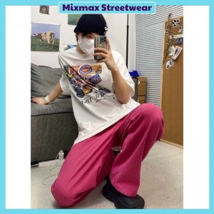 [ORDER-CÓ BIG SIZE+ẢNH THẬT] Quần bò jeans ống rộng màu hồng đỏ retro unisex Ulzzang hiphop siêu chất ❤️