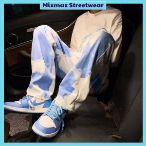 [ORDER-CÓ BIG SIZE+ẢNH THẬT] Quần bò jeans ống rộng màu bò sữa phối màu xanh trắng hiphop ovesize Ulzzang siêu chất ❤️