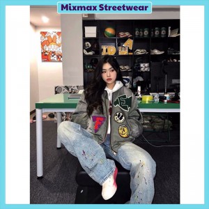 [ORDER+ẢNH THẬT-CÓ BIG SIZE] Quần bò jeans ống rộng màu xanh nhạt bụi bặm vintage thêu vẩy sơn Ulzzang hiphop unisex