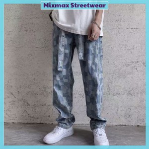 [ORDER-CÓ BIG SIZE] Quần bò jeans ống rộng thiết kế màu mosaic trendy Ulzzang oversize siêu chất ❤️