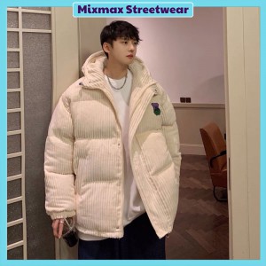 [ORDER-CÓ BIG SIZE+ẢNH THẬT] Áo khoác phao nhung thêu hình gấu trần bông dáng rộng trùm mũ oversize Ulzzang unisex ❤️