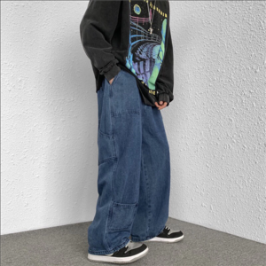 [SẴN HỎA TỐC+ẢNH THẬT-CÓ BIG SIZE] Quần bò jeans ống rộng nhiều túi cách điệu cạp chun oversize form rộng hiphop unisex