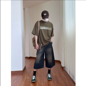 [SẴN+ẢNH THẬT-BIG SIZE] Quần short bò jeans ống rộng oversize dáng lửng qua gối 360gsm Dirtywash màu retro hiphop unisex