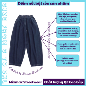 [SẴN 1 SỐ SIZE+ẢNH THẬT-CÓ BIG SIZE] Quần bò jeans ống siêu rộng oversize style Nhật Bản màu xanh trơn unisex hiphop